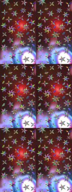 Raster illüstrasyonu. Suluboya çiçekli çiçek deseni. Kahverengi ve mor renkli Asya tekstili.