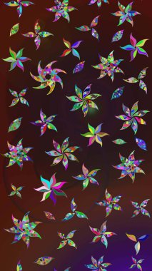 Raster Yumuşak kumaş deseni. Çiçeksel kahverengi ve mor çizim deseni. Raster çiçek izi. Klasik taslak çizimi.