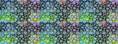 Raster Floral Illustration, Asyalı tekstil. Mavi renkli etnik çiçeklerle zarif eskiz deseni.