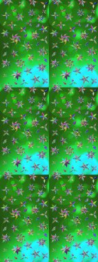 Düz Çiçek Elementleri Tasarımı. Renkli Bahar Teması eskiz kalıbı. Çiçek desenli eskiz, yaz çiçekleri. Yeşil ve mavi renkte çiçekler.