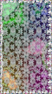 Retro tekstil tasarım koleksiyonu. Gri üzerine gri. 1950-1960 motifleri. El çizimi çiçek unsurları olan soyut, dikişsiz raster deseni. Çiçekli ipek eşarp..