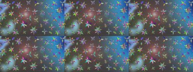 Raster illüstrasyonundaki çiçek desenli çizim. Mavi ve gri renkte çiçekler. Renkli Bahar Teması eskiz kalıbı. Düz Çiçek Elementleri Tasarımı.