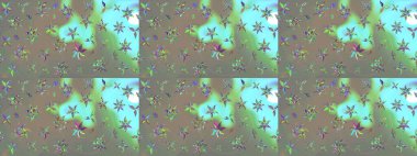 Çiçekli karalama şeklinde Raster çiçek deseni. Gri ve mavi renklerde bahar çiçekleri. Raster illüstrasyonu.