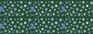 Yeşil ve nötr renklerde parlak çiçekli halı deseni.