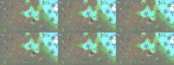 Çiçekli karalama şeklinde Raster çiçek deseni. Gri ve mavi renklerde bahar çiçekleri. Raster illüstrasyonu.