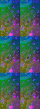 Arkaplan dokusu, duvar kağıdı, yeşil ve mavi renkli çiçek teması. Soyut etnik raster çizim kalıbı. Kabile sanatı boho baskısı, klasik çiçek arkaplanı.