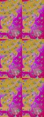 Raster Şirin kumaş deseni. Eskiz klasiği. Renkli Bahar Teması eskiz kalıbı. Düz Çiçek Elementleri Tasarımı.