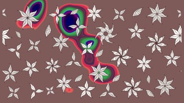 Raster düz çiçek çizim deseni. Kahverengi renkli çiçekler. Tasarım hediye paketi, tebrik kartları, posterler ve afiş tasarımı.