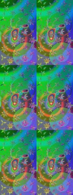 Eski usul. Kumaş, tekstil, duvar kağıdı baskısı için. Raster illüstrasyonu. Tomurcukları çiçek olan sevimli bir çiçek deseni. Eskiz geçmişi. Raster..