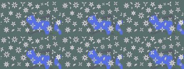 Tekstil için figür. Poster ya da kapak için arka plan. Şirin, zarif çiçekler Raster illüstrasyonu. Davetiye ve kartpostal tasarımı için dekoratif çiçek unsurları. Yapraklı çizim deseni.