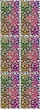 Süslü kumaş deseni. Renkli Bahar Temalı Kusursuz Arkaplan. Düz Çiçek Elementleri Tasarımı. Raster illüstrasyonunda kusursuz çiçek deseni.