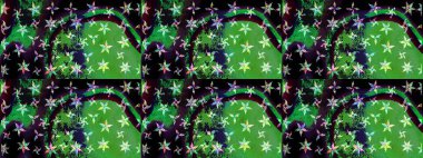 Küçük çiçekte hoş bir çiçek deseni var. Parlak çiçekli yeşil ve siyah renkler üzerine soyut çizim deseni. Çiçek elementli zarif raster dokusu..