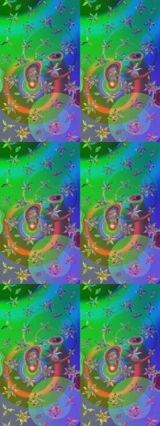 Eski usul. Kumaş, tekstil, duvar kağıdı baskısı için. Raster illüstrasyonu. Tomurcukları çiçek olan sevimli bir çiçek deseni. Eskiz geçmişi. Raster..