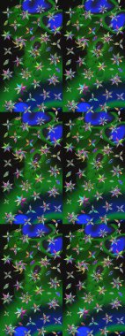 Raster illüstrasyonu. Yeşil renkli çiçekler. Küçük çiçekte sevimli çiçek deseni var..