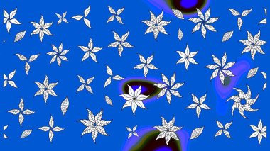 Mavi ve nötr renklerde mavi ve nötr papatya deseni. Mavi ve nötr renklerde. Raster illüstrasyonu.