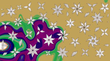 Raster illüstrasyonundaki çiçek desenli çizim. Sarı ve nötr renkte çiçekler.