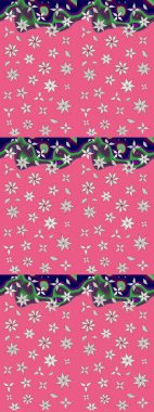 Düz Çiçek Elementleri Tasarımı. Renkli Bahar Teması eskiz kalıbı. Sevimli çiçek raster deseni. Pembe renkte çiçekler.