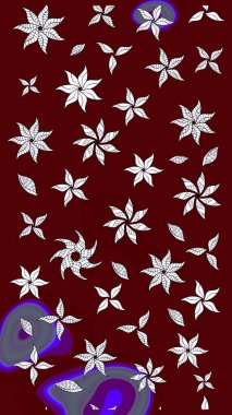 Kırmızı renklerde çiçek desenli çizimler, el yapımı papatyalar, papatyalar. Tekrar eden çiçek arkaplanı, zarif kırmızı çiçek duvar kağıdı.