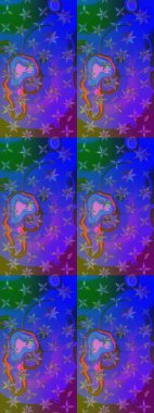 Çiçekli el çizimi çizimi deseni. Modern gösterişli mavi ve menekşe arkaplan duvar kâğıdı resimleme klasik çizgili iz sürme desenli çiçekler, çiçekli süsler.