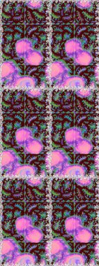 Çiçekli karalama şeklinde Raster çiçek deseni. Yumuşak, bahar çiçekli arka plan. Kahverengi ve mor renkte çiçekler.