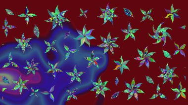 Kırmızı renkte çiçekler. Raster illüstrasyonu. Çiçek süslemeli çizim deseni.