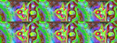 Raster illüstrasyonu. Karalama çiçeği. Güzel kumaş deseni. Zentangle soyut çiçekleri. Düz Çiçek Elementleri Tasarımı. Renkli Bahar Teması çizim şablonu.