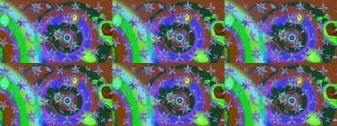 Renkli Bahar Teması eskiz kalıbı. Asya tekstil tarzında. Güzel kumaş deseni. Raster illüstrasyonu. Çiçek desenli çizim. Düz Çiçek Elementleri Tasarımı.