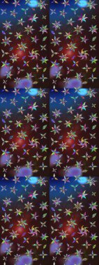 Dallı bahar çiçekleri ile desen, kahverengi ve mavi renkler ile çiçek silueti. Raster deseni.