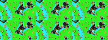 Raster illüstrasyonu. Şatafatlı bahar bahçesi dokusu. Renkli çiçek çizimi. Renkli çiçekler. Çiçek deseni.