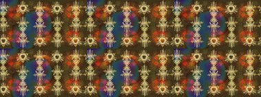 Kar tanesi süsü Raster illüstrasyonu. Kar taneleri izole edildi. Güzel süs eşyası. Kahverengi, yeşil ve sarı renkli kar tanesi süsü.