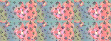 Tarafsız ve pembe renklerde çiçekler. Çizim çiçek deseni duvar kâğıdı olarak kullanılabilir. Raster illüstrasyonu.