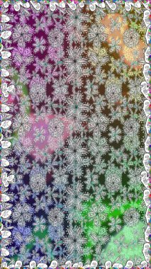 Retro tekstil tasarım koleksiyonu. Gri üzerine gri. Çiçekli ipek eşarp. 1950-1960 motifleri. El çizimi çiçek elementleriyle soyut, dikişsiz raster deseni..