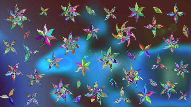 Küçük çiçekteki sevimli çiçek deseni. Raster deseni. Yumuşak, mavi renkte yaz çiçekleri. Raster illüstrasyonu.