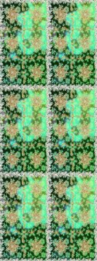 Seamless abstract background with repeating elements. Green and neutral and golden pattern. Elegant raster classic pattern.