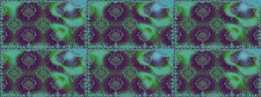 Renkli Bahar Temalı Kusursuz Arkaplan. Raster illüstrasyonunda kusursuz çiçek deseni. Düz Çiçek Elementleri Tasarımı. Yeşil renkte çiçekler.