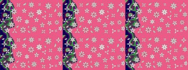 Renkli Bahar Teması eskiz kalıbı. Sevimli çiçek raster deseni. Düz Çiçek Elementleri Tasarımı. Pembe renkte çiçekler.