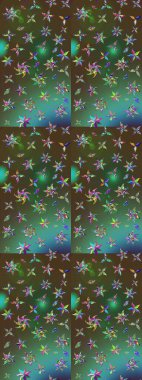 Arkaplan dokusu, duvar kağıdı, yeşil ve kahverengi renkli çiçek teması. Soyut etnik raster çizim kalıbı. Kabile sanatı boho baskısı, klasik çiçek arkaplanı.