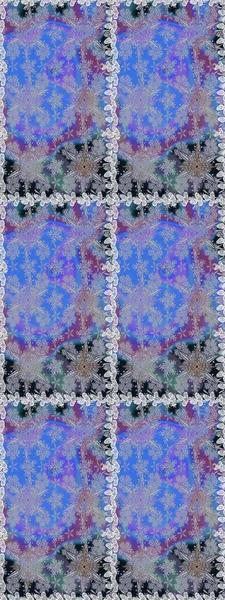 Çiçekli karalama şeklinde Raster çiçek deseni. Raster illüstrasyonu. Gri ve mavi renkte bahar çiçekleri.