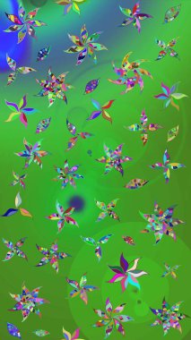 Klasik taslak çizimi. Çiçek yeşili ve mavi çizim deseni. Raster Yumuşak kumaş deseni. Raster çiçek izi..