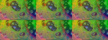 Raster illustration. Raster pattern. On green and brown colors. Cute Floral pattern in the small flower. Abstract flower sketch pattern background.