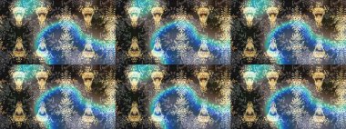 Çizim çiçek deseni duvar kâğıdı olarak kullanılabilir. Gri, mavi ve kahverengi renkte çiçekler. Raster illüstrasyonu.