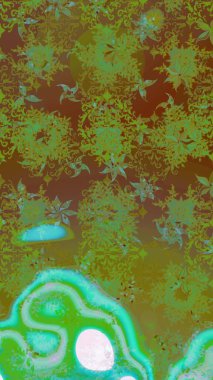 Güzel tasarım. Noel için tatil tasarımı, yeni yıl moda baskıları. Kar tanelerinin soyut arkaplanlı Noel arkaplanı. Kahverengi ve yeşil kar taneleri. Raster illüstrasyonu.