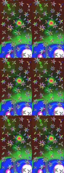 Raster suluboya çiçek deseni, narin çiçekler, yeşil çiçekler, tebrik kartı şablonu. Raster Güzel kumaş deseni.