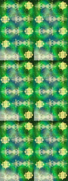 Yüzey için tekrarlanan doku, ambalaj kağıdı, yeşil, mavi ve nötr renkler üzerine kar tanesi. Kış kar taneleri, raster arka plan.