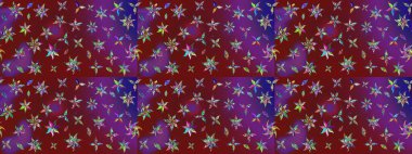 Kırmızı ve mor renkte zarif çiçekli suluboya. Renkli Bahar Teması eskiz kalıbı. Düz Çiçek Elementleri Tasarımı. Raster illüstrasyonu.