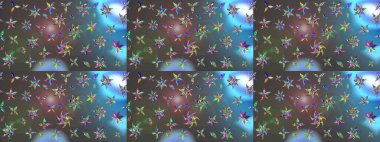 Soyut etnik raster çizim kalıbı. Kabile sanatı boho baskısı, klasik çiçek arkaplanı. Arkaplan dokusu, duvar kağıdı, mavi ve gri renkli çiçek teması.