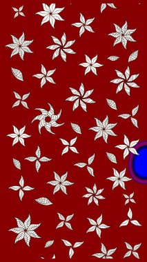 Moda baskıları için zarif bir şablon. Halk tarzı. Kırmızı ve nötr renklerde yapraklar ve parlak renkli çiçeklerle muhteşem bir çiçek deseni. Modern çiçek arkaplanı.