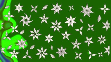 Raster illüstrasyonu. Tropik çiçek desenleri. Yeşil renkte çiçekler.