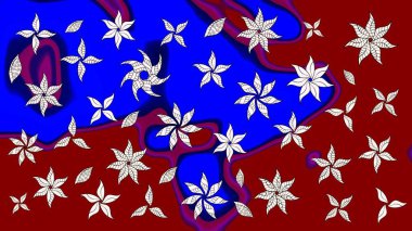 Nazik, sevimli çiçek arkaplanı. Çiçekli karalama şeklinde Raster çiçek deseni. Kırmızı renkte çiçekler.