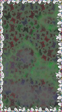 Çocuk için bahar paleti olan güzel raster kelebeği. Yeşil, gri ve kahverengi arka planda kalan suluboya kelebekler. Klasik tarzda hem de. Raster illüstrasyonu.